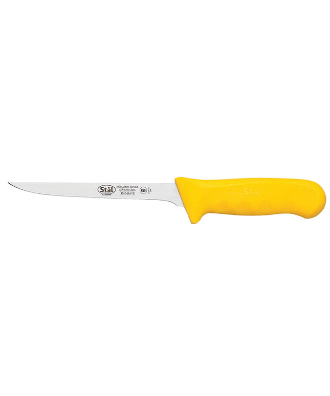 Winco KWP-61Y Dao Rọc Thịt Lưỡi Hẹp 15.2 cm Lưỡi Thép Carbon Cao Cứng Cán Nhựa Poly Màu Vàng