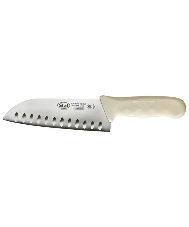 Dao Santoku Winco KWP-70 17.8 cm Lưỡi Thép Carbon Cao Cán Nhựa Trắng