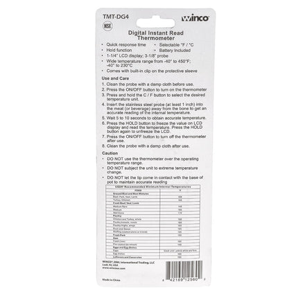Nhiệt Kế Điện Tử Bỏ Túi Winco TMT-DG4 Thân 7.9 cm, -40 Đến 450 Độ F