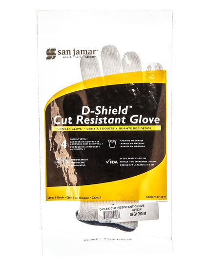 Găng Tay Chống Cắt San Jamar DFG1000-M Cỡ Medium - Sợi Tổng Hợp, Trắng Cổ Tay Xanh