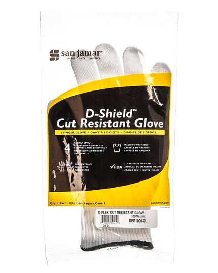 Găng Tay Chống Cắt San Jamar DFG1000-XL Cỡ XL - Sợi Tổng Hợp, Trắng Viền Cổ Tay Đen