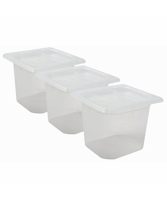 San Jamar MP16RD Khay Đựng Thực Phẩm ModPan Cỡ 1/6 Nắp Đậy - Xếp Chồng Được, Polypropylene, Trong Suốt