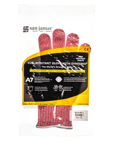 Găng Tay Chống Cắt San Jamar SG10-RD-L Cỡ L - Sợi Tổng Hợp, Đỏ