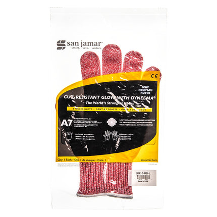 Găng Tay Chống Cắt San Jamar SG10-RD-M Cỡ M - Sợi Tổng Hợp, Đỏ