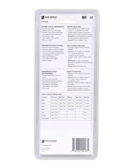 San Jamar THDGBK Escali Nhiệt Kế Điện Tử 12 cm Dải Nhiệt -49°C Đến 200°C Màu Đen