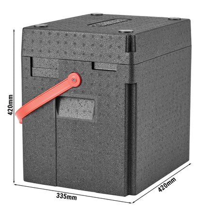 (1 piece) CAMBRO | Cam GoBox® Beverage Carrier – 420×335×420 mm – Red shoulder strap – 4 hr temp hold