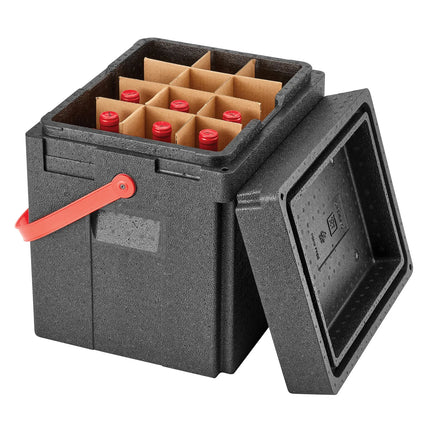 (1 piece) CAMBRO | Cam GoBox® Beverage Carrier – 420×335×420 mm – Red shoulder strap – 4 hr temp hold