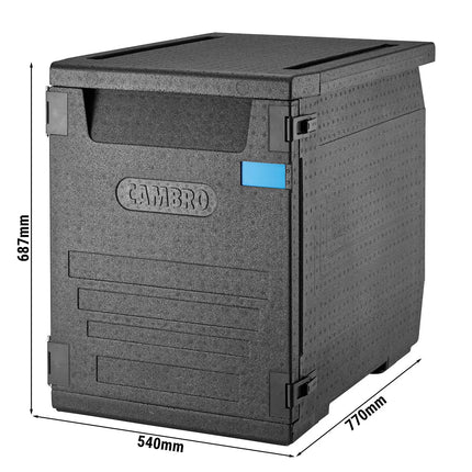 (1 piece) CAMBRO | Cam GoBox® Frontloader – 540×770×687 mm – Black – 4 hr temp hold