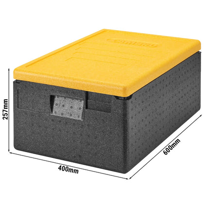 (1 piece) CAMBRO | Cam GoBox® Toploader – 600×400×257 mm – Yellow lid – GN 1/1 – 4 hr temp hold