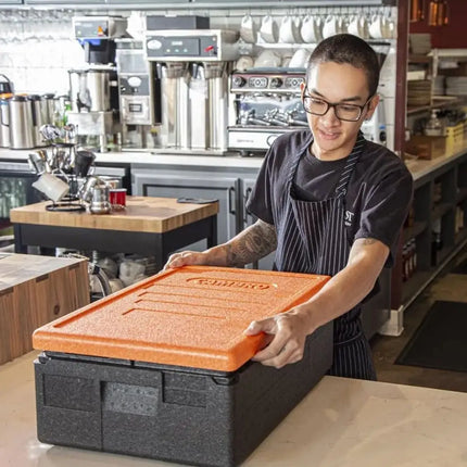 (1 piece) CAMBRO | Cam GoBox® Toploader – 600×400×316 mm – Orange lid – GN 1/1 – 4 hr temp hold