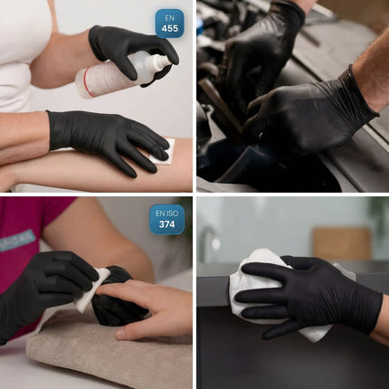 (10 pieces) ARNOWA | Disposable latex gloves - 100 pieces - Size L - Black