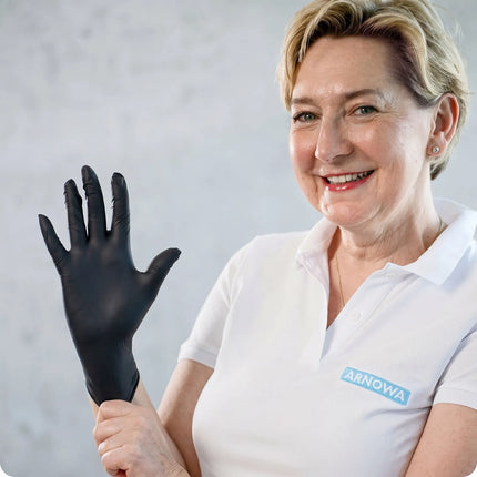 (10 pieces) ARNOWA | Disposable latex gloves - 100 pieces - Size M - Black