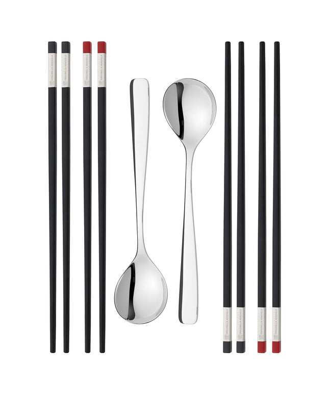 (10 pieces) ZWILLING | Chopstick & Soup Spoon Set – 4 pairs + 2 spoons - 18/10 stainless steel