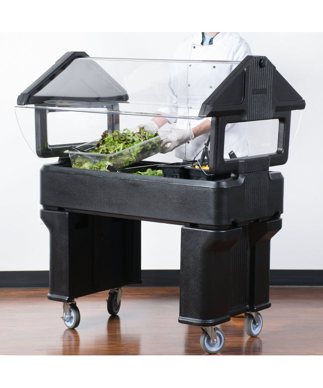 Quầy salad di động Carlisle 660503 đen 1,2 m "Six Star" chân hở di động quầy thức ăn/salad