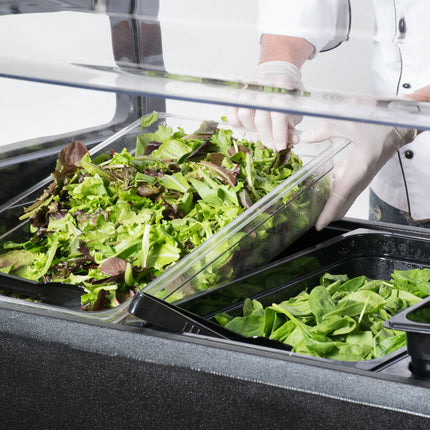 Quầy salad di động Carlisle 660503 đen 1,2 m "Six Star" chân hở di động quầy thức ăn/salad