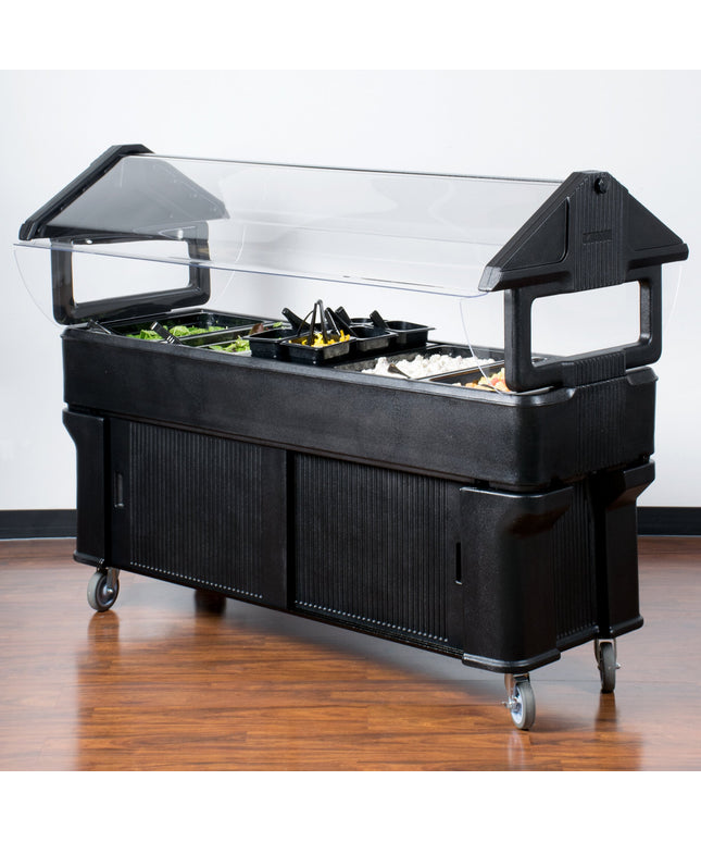 Quầy salad di động Carlisle 661103 "Six Star" đen 1,8 m có đế chứa đồ