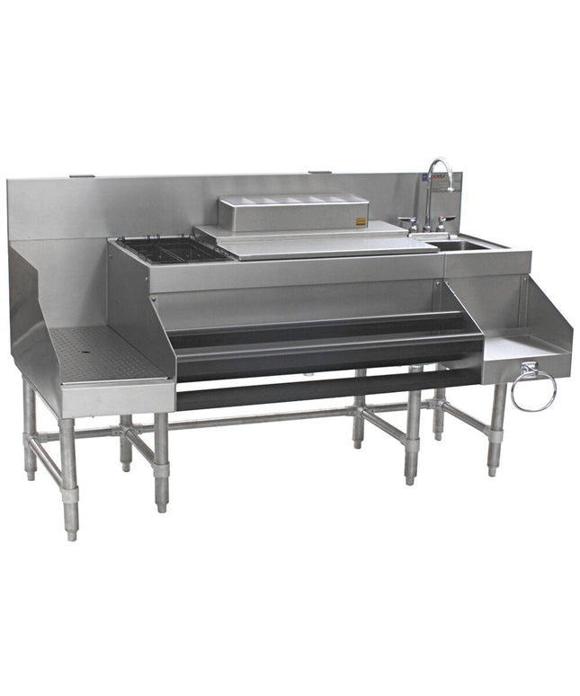 Quầy pha chế cocktail inox kết hợp Eagle Group CCS-66-3 Spec-Bar 2000 168 cm với bàn thao tác âm 46 cm