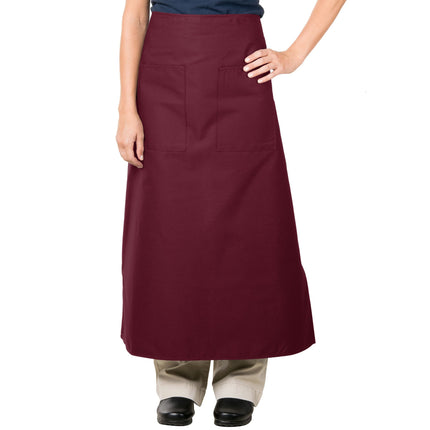Tạp dề bistro vải poly-cotton Intedge đỏ mận, 2 túi