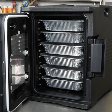Thùng vận chuyển thực phẩm cách nhiệt bằng điện nạp trước màu đen Cambro Ultra Pan Carrier UPCH400 (110V) - Chứa tối đa 