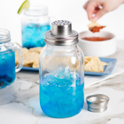 Bình lắc cocktail thủy tinh kiểu hũ mason 3 mảnh TableCraft MJS30 887 ml