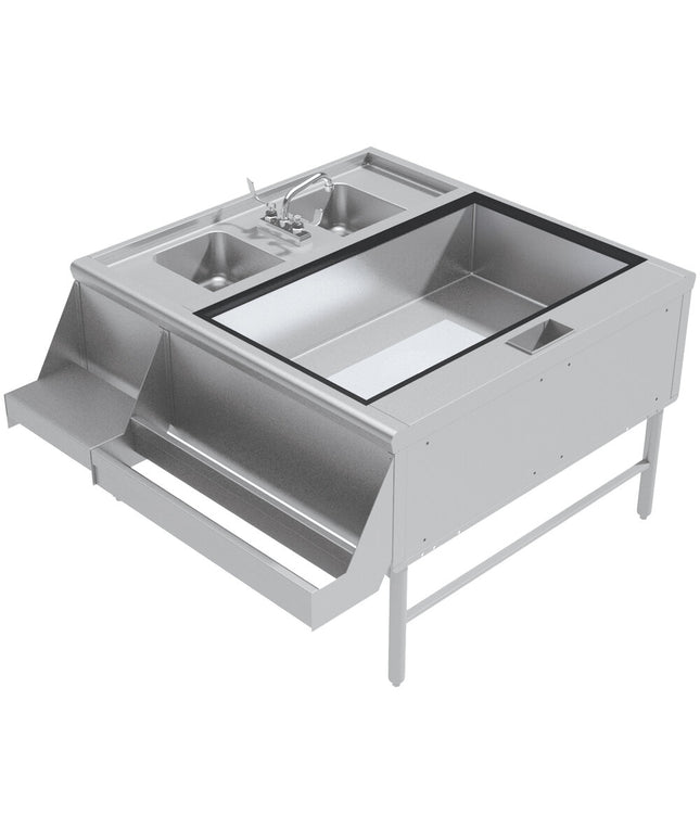Trạm pha chế thông hai mặt thép không gỉ Advance Tabco PR-42X42-10-R Prestige - thùng đá bên phải