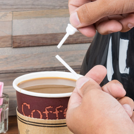 Que khuấy kiêm nút chặn đồ uống màu trắng Royal Paper STRNPLUG-W Stix To Go - Thùng 2.000 cái