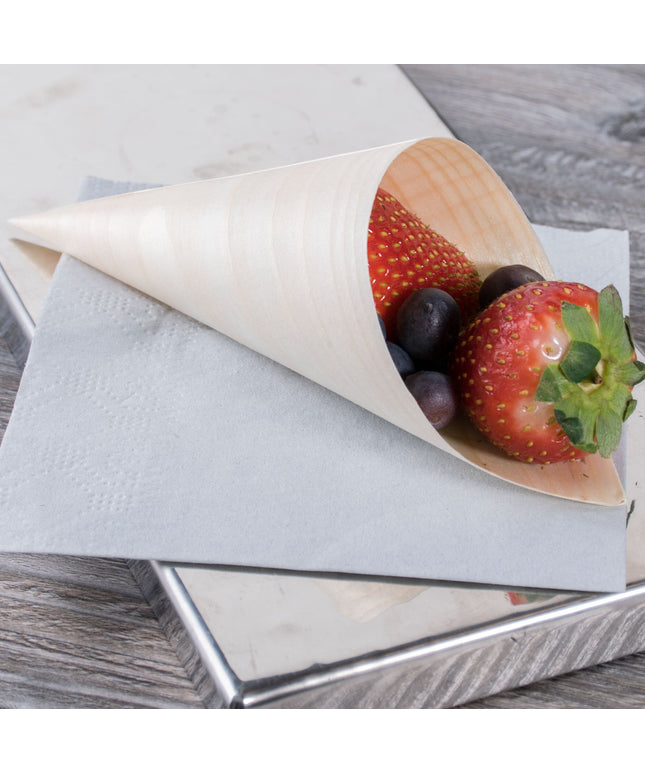 Ly nón phục vụ gỗ dùng một lần TableCraft BAMDCN6 89 ml cỡ nhỏ - Gói 50 cái