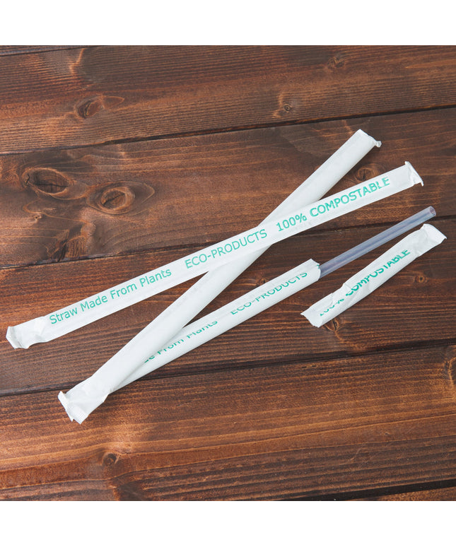 Ống hút khổng lồ phân hủy sinh học Eco-Products EP-ST990 24 cm trong suốt, có bọc - Thùng 4.800 cái