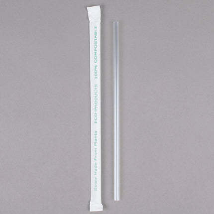 Ống hút khổng lồ phân hủy sinh học Eco-Products EP-ST990 24 cm trong suốt, có bọc - Thùng 4.800 cái