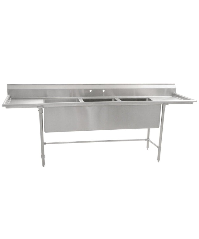 Bồn rửa 3 ngăn chế tạo Eagle Group S14-20-3-18-SL 262 cm với hai mặt ráo nước 46 cm