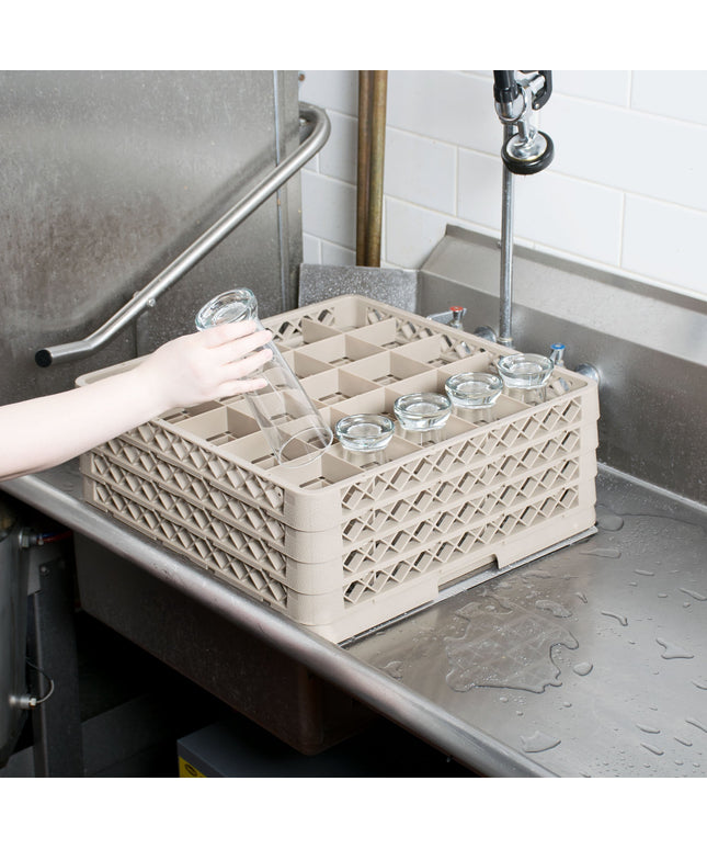 Giá đựng ly 25 ngăn màu be Vollrath Traex® TR13BBBB cỡ đầy đủ cao 17,1 cm kèm 4 ngăn nối