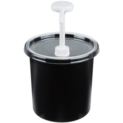 Bộ bình phân phối gia vị cách nhiệt Cambro ColdFest 1,6 lít màu đen kèm vòi bơm tiêu chuẩn và nắp
