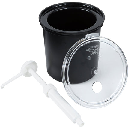 Bộ bình phân phối gia vị cách nhiệt Cambro ColdFest 1,6 lít màu đen kèm vòi bơm tiêu chuẩn và nắp