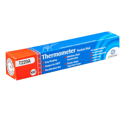 Nhiệt Kế Bỏ Túi Comark T220A Mặt Số 2.5 cm Que Đo 12.7 cm, 0 Đến 220 Độ F