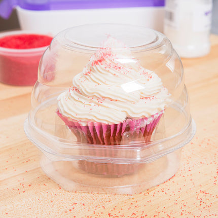 Hộp đựng cupcake nhựa trong nắp vòm bản lề 1 ngăn Inno-Pak Swirl Dome - Bộ 10 cái