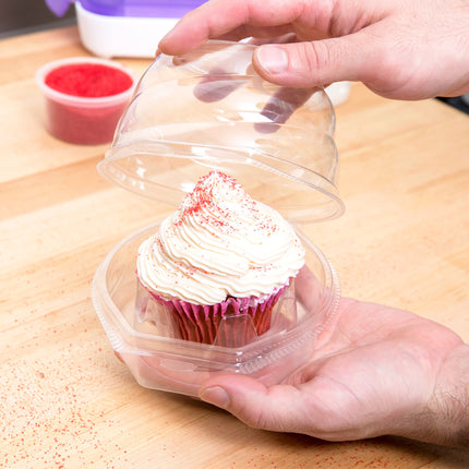 Hộp đựng cupcake nhựa trong nắp vòm bản lề 1 ngăn Inno-Pak Swirl Dome - Bộ 10 cái