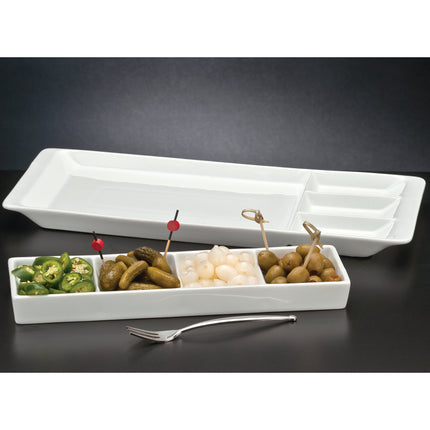 Khay sứ 3 ngăn trắng sáng Libbey BW-3331 Chef's Selection II 39 x 16 cm - Thùng 12 cái