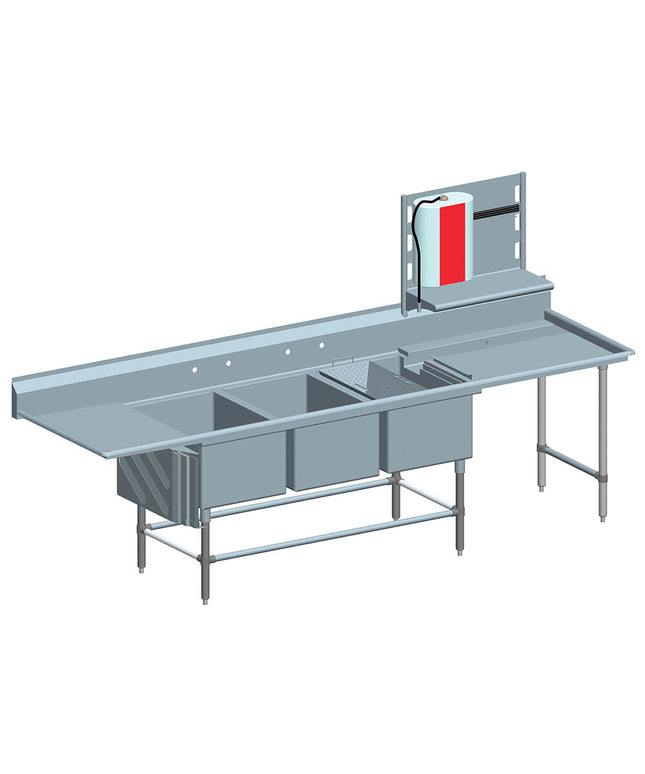 Bồn rửa 3 ngăn Eagle nhóm FNP2860-3-48TR Spec-Master 293,4 cm Three ngăn công nghiệp Prep Sink 121,9 cm Right-Sided Prep