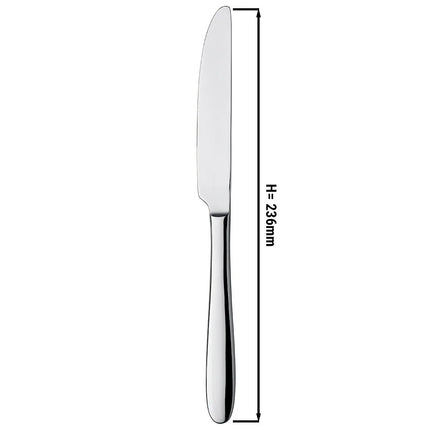 (12 pcs) Table knife GGM Gastro Leandro - 13/0 stainless steel - 236mm - Mirror