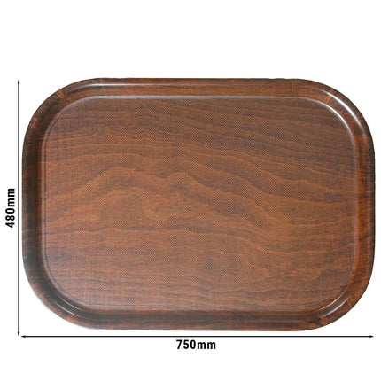 (12 pieces) CAMBRO | Beech Wood Serving Tray – Non-Slip – Rectangular – Basil Green – 750×480 mm