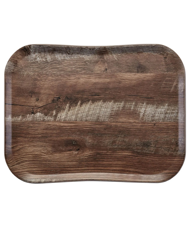 (12 pieces) CAMBRO | CENTURY™ Fibreglass Serving Tray – 430×330 mm – Dark Oak Wood Effect
