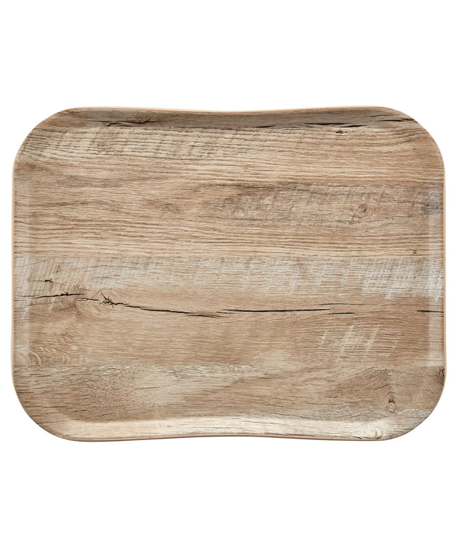 (12 pieces) CAMBRO | CENTURY™ Fibreglass Serving Tray – 430×330 mm – Light Oak Wood Effect – Dishwasher-stable