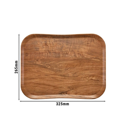 (12 pieces) CAMBRO | CENTURY™ Fibreglass Serving Tray – 430×330 mm – Oak Brown Wood Effect – Dishwasher-stable