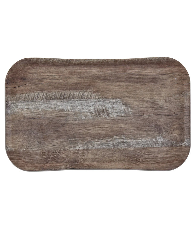 (12 pieces) CAMBRO | CENTURY™ Fibreglass Serving Tray – 530×370 mm – Dark Oak Wood Effect