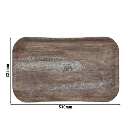 (12 pieces) CAMBRO | CENTURY™ Fibreglass Serving Tray – Dark Oak Wood Effect – GN 1/1 530×325 mm – Dishwasher safe