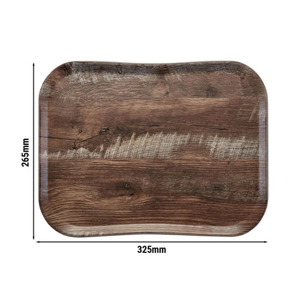 (12 pieces) CAMBRO | CENTURY™ Fibreglass Serving Tray – GN 1/2 325×265 mm – Dark Oak Wood Effect – Dishwasher-safe