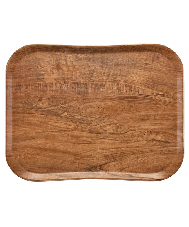(12 pieces) CAMBRO | CENTURY™ Fibreglass Serving Tray – Olive Brown Wood Effect – 430×330 mm – Dishwasher safe