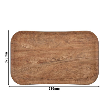 (12 pieces) CAMBRO | CENTURY™ Fibreglass Serving Tray – Olive Brown Wood Effect – GN 1/1 530×370 mm – Dishwasher safe