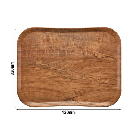 (12 pieces) CAMBRO | CENTURY™ Fibreglass Serving Tray – Olive Brown Wood Effect – 430×330 mm – Dishwasher safe