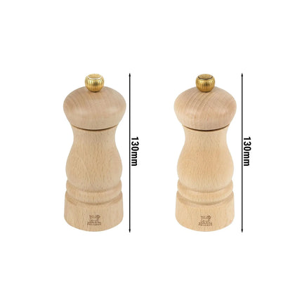 (12 pieces) PEUGEOT | Clermont Salt & Pepper Mills Set – 13 cm height - beech wood - natural - top-screw grind - CE marked